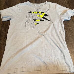 Nike White T-Shirt with Black and Neon Yellow Graphic